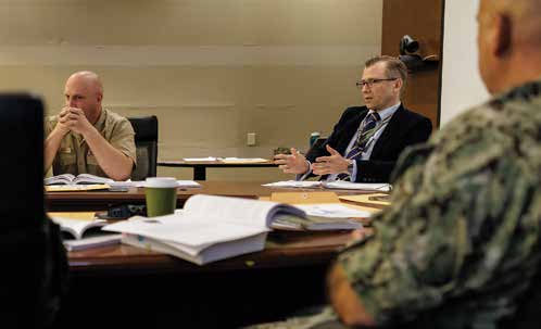 Dr. Ganschow participated as a grey-cell legal advisor during the Legal Wargame Baltic Gavel 2023 at
        Marine Forces Command on Naval Support Activity Hampton Roads, VA. (Photo courtesy of authors)